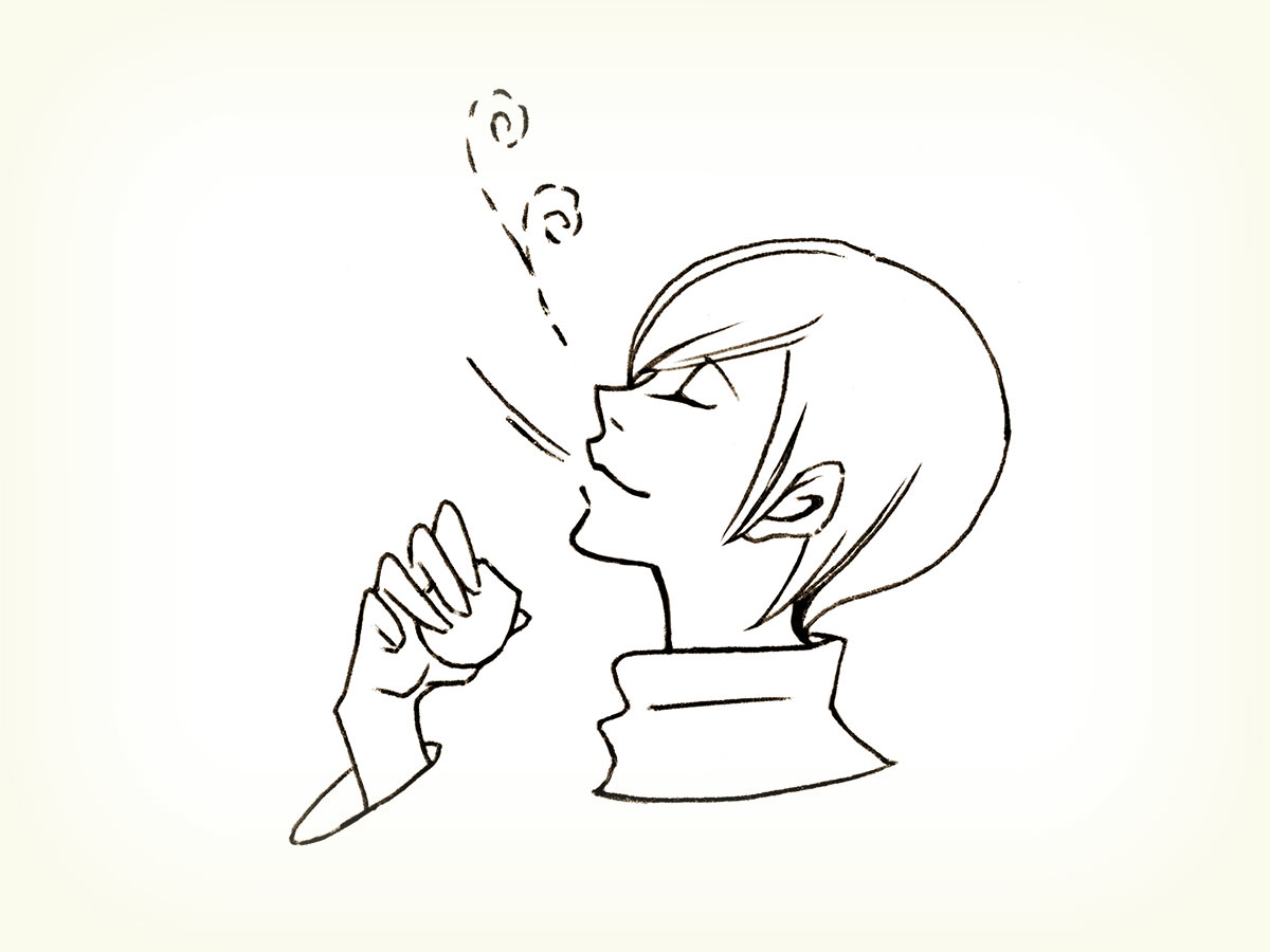 オリーブオイルのテイスティング説明イラスト。オリーブオイルの香りと味わいを感じる