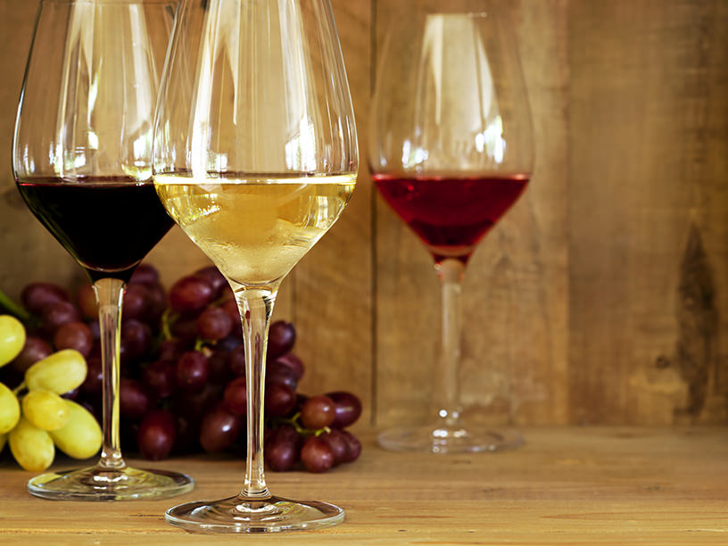 Wine Glasses and Grapes