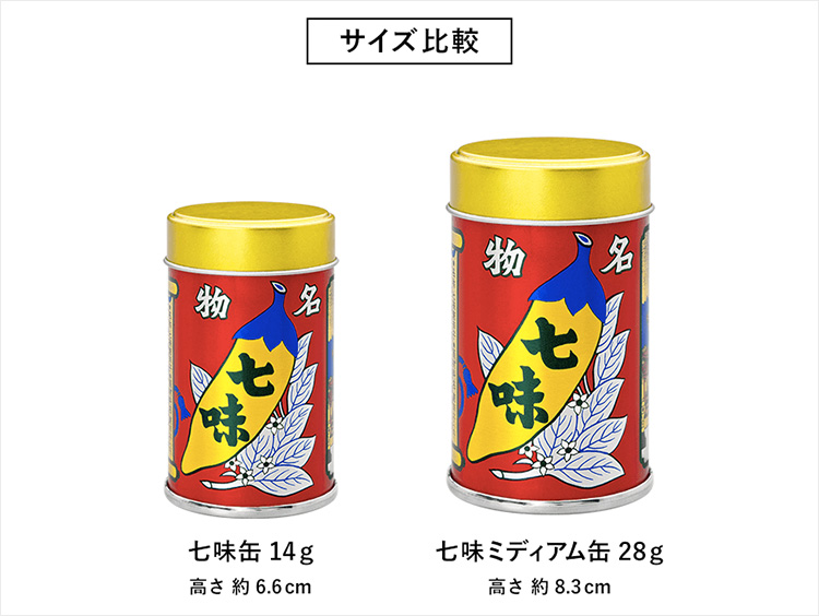 七味缶、七味ミディアム缶サイズ比較