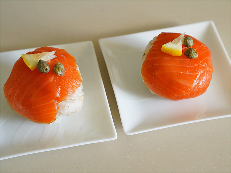 スモークサーモン食べ方（レシピ）、手鞠寿司