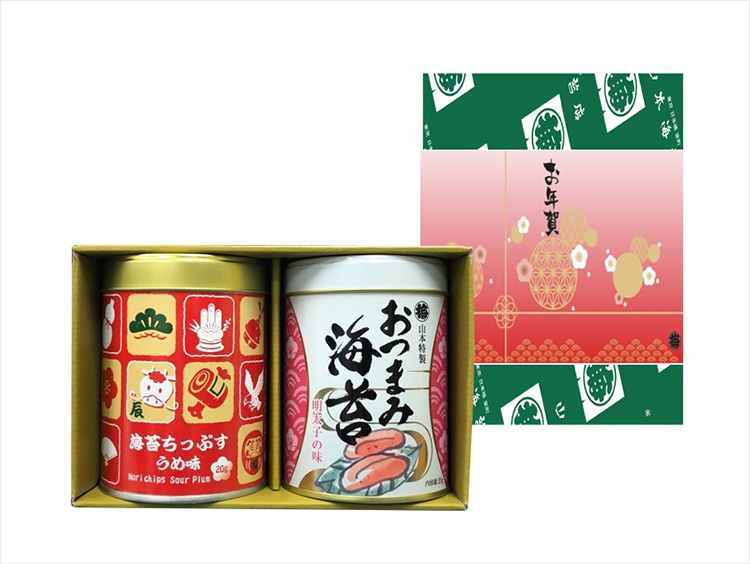 ＜山本海苔店＞〈2024年賀デザイン〉海苔ちっぷす2缶詰合せ