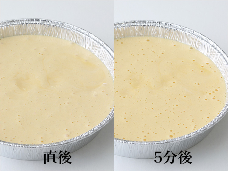 型に入れたイメージと5分おいたイメージ
