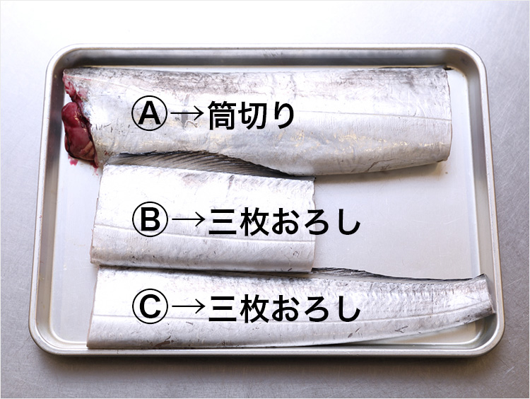 太刀魚を切り分けた身のイメージ