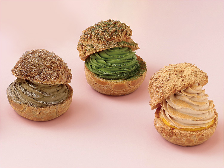 ＜アンテノール 銀座ブティック＞銀座 ほうじ茶シュークリーム、銀座 抹茶シュークリーム～、銀座 きな粉シュークリーム