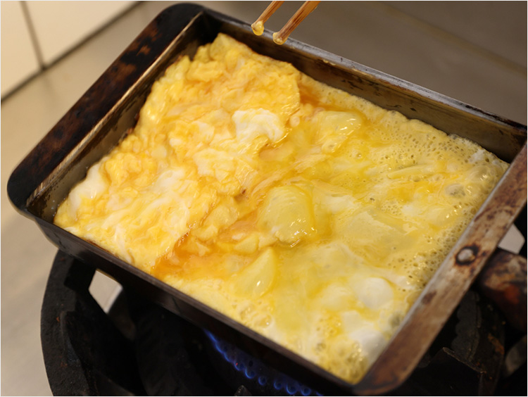 全体に卵液がいきわたったところ