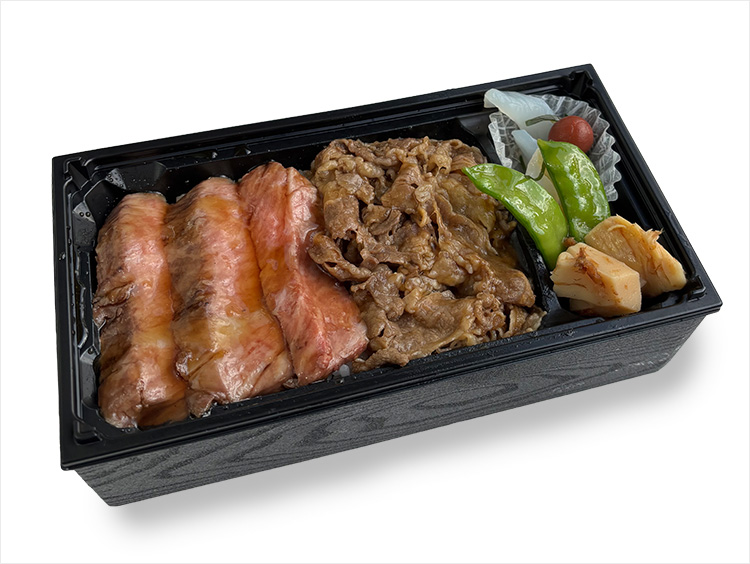 <博多 肉の壱丁田>国産黒毛和牛と国産牛めし盛り合わせ弁当