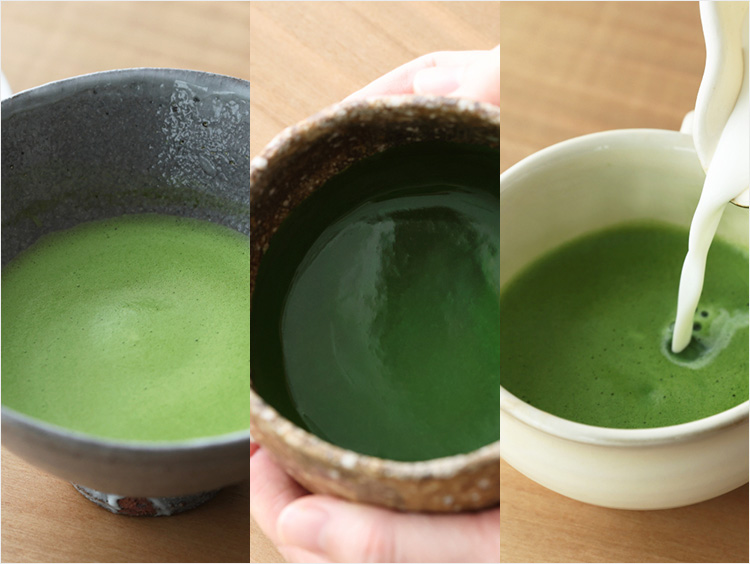 薄茶、濃茶、抹茶ラテのイメージ