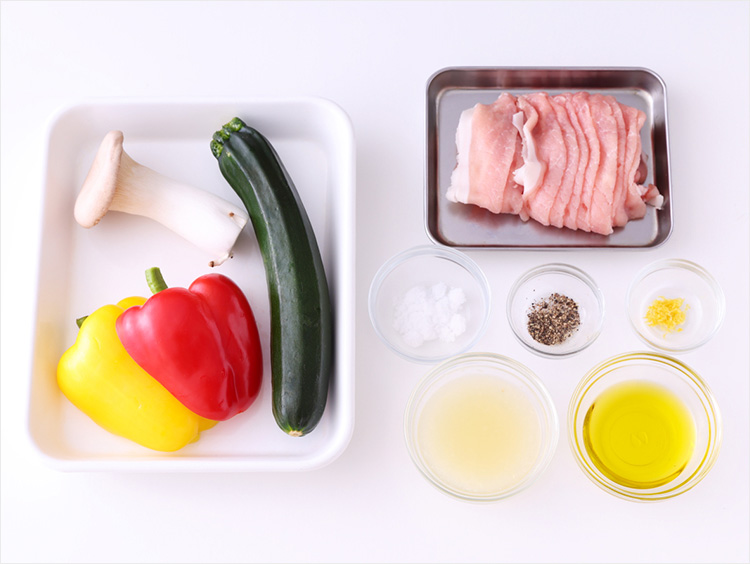 焼き野菜の温サラダの材料