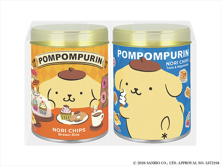 ＜山本海苔店＞ポムポムプリンのりチップス 2缶詰合せ（発芽玄米味・ツナマヨ味）