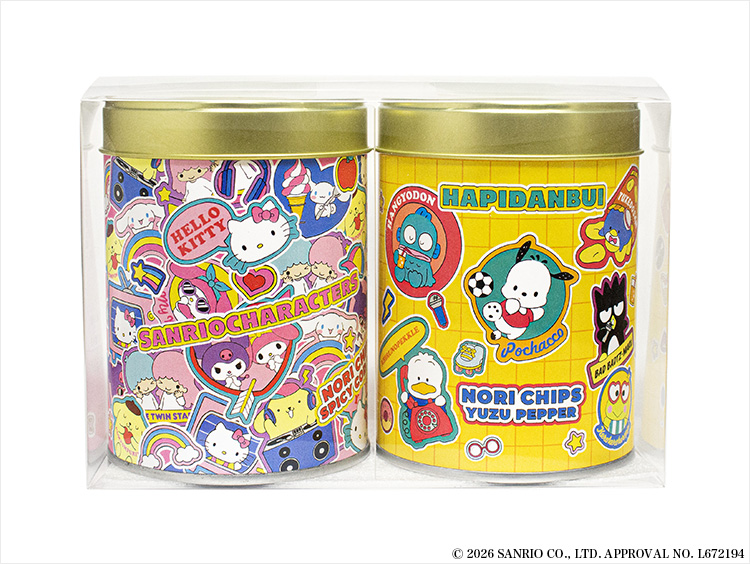 ＜山本海苔店＞サンリオキャラクターズのりチップス 2缶詰合せ（明太子味・ゆず胡椒味）