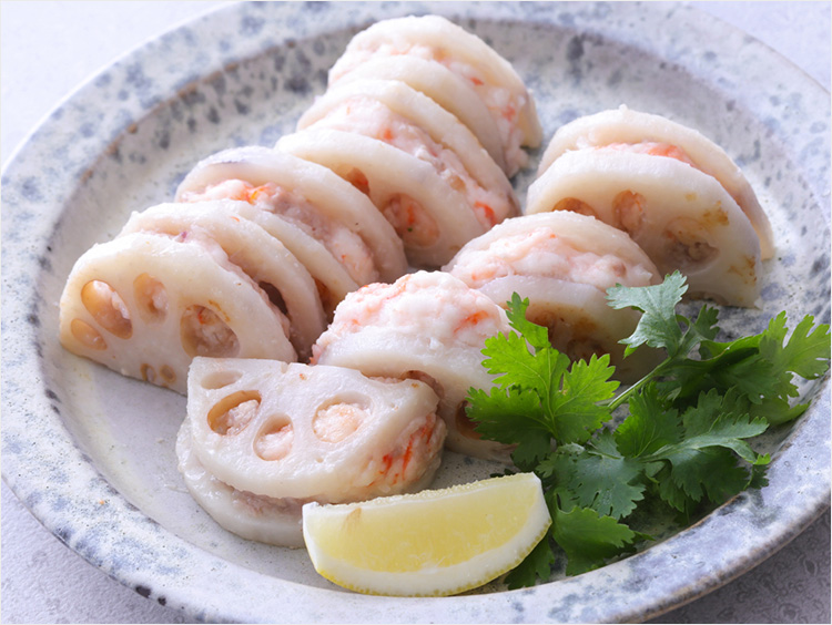 えびとれんこんのはさみ焼きの出来上がりイメージ