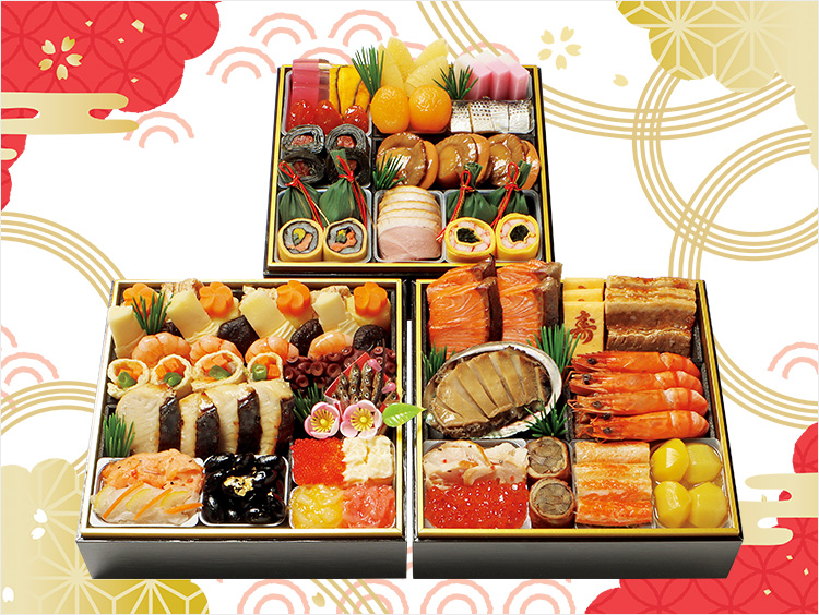 <京・料亭 わらびの里>和風料亭おせち三段重(3〜4人前)