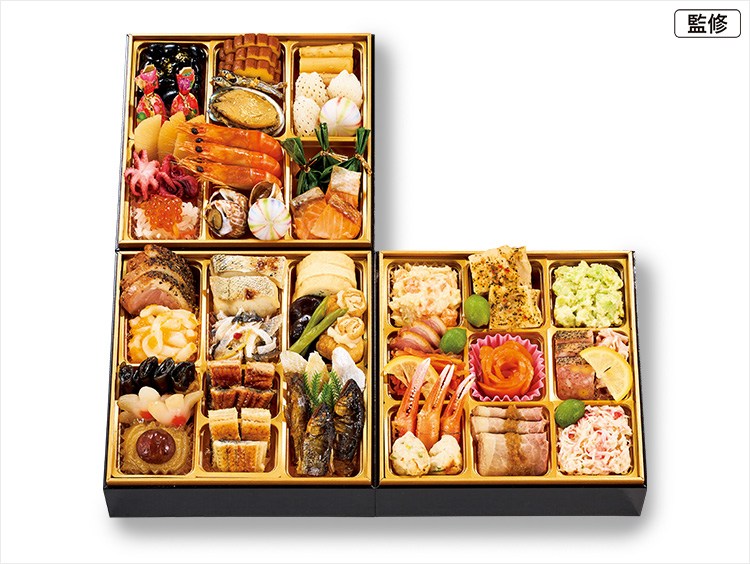 <個室和食 東山 東京駅前店>和洋おせち三段重(お雑煮3食付)(冷凍)